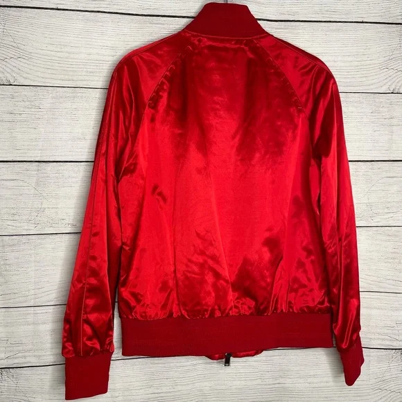 Valentino Red Rockstud Bomber Jacket Satin Studded